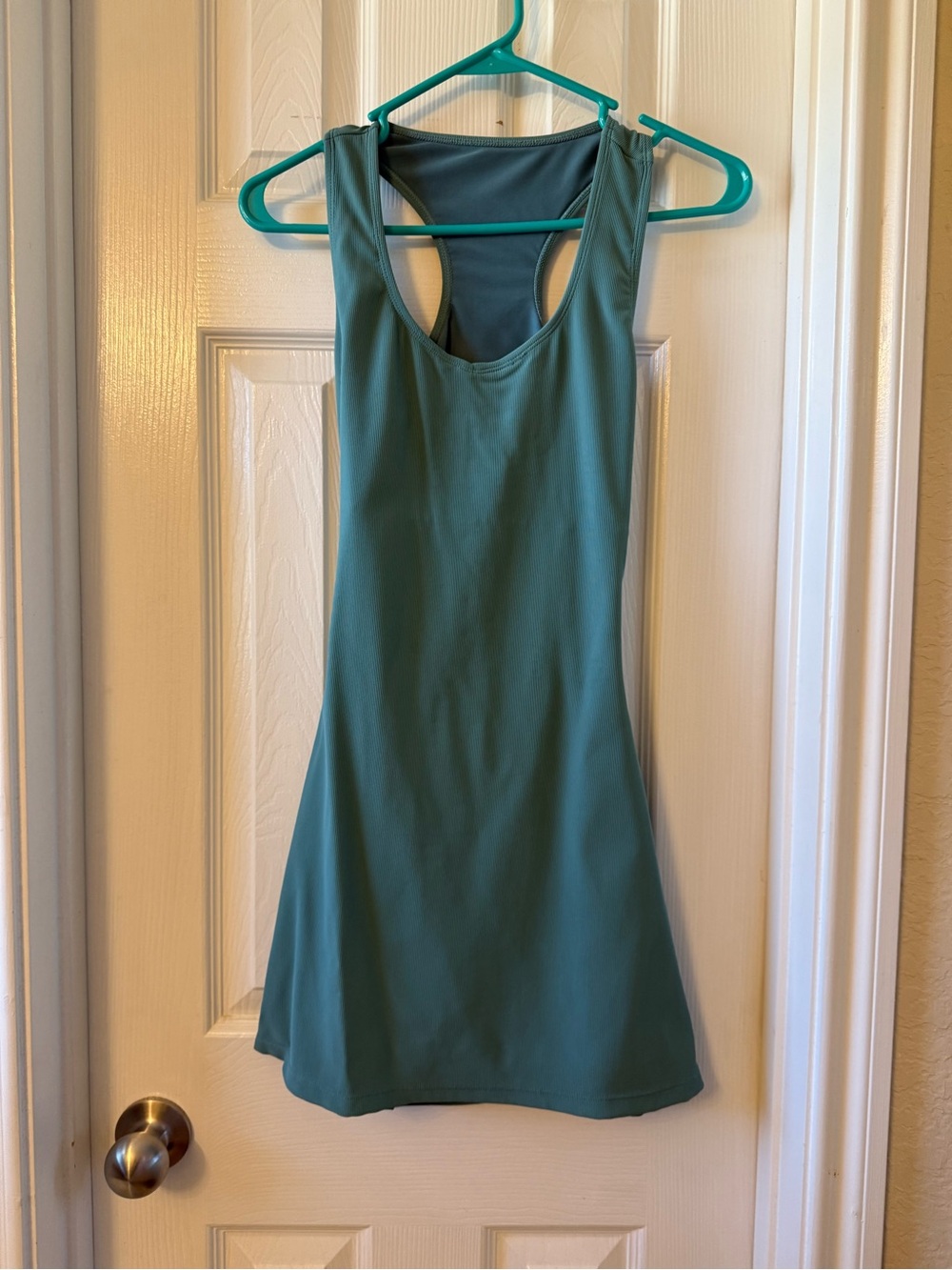 Sleek Racerback Mini Active Wear Dress in Teal